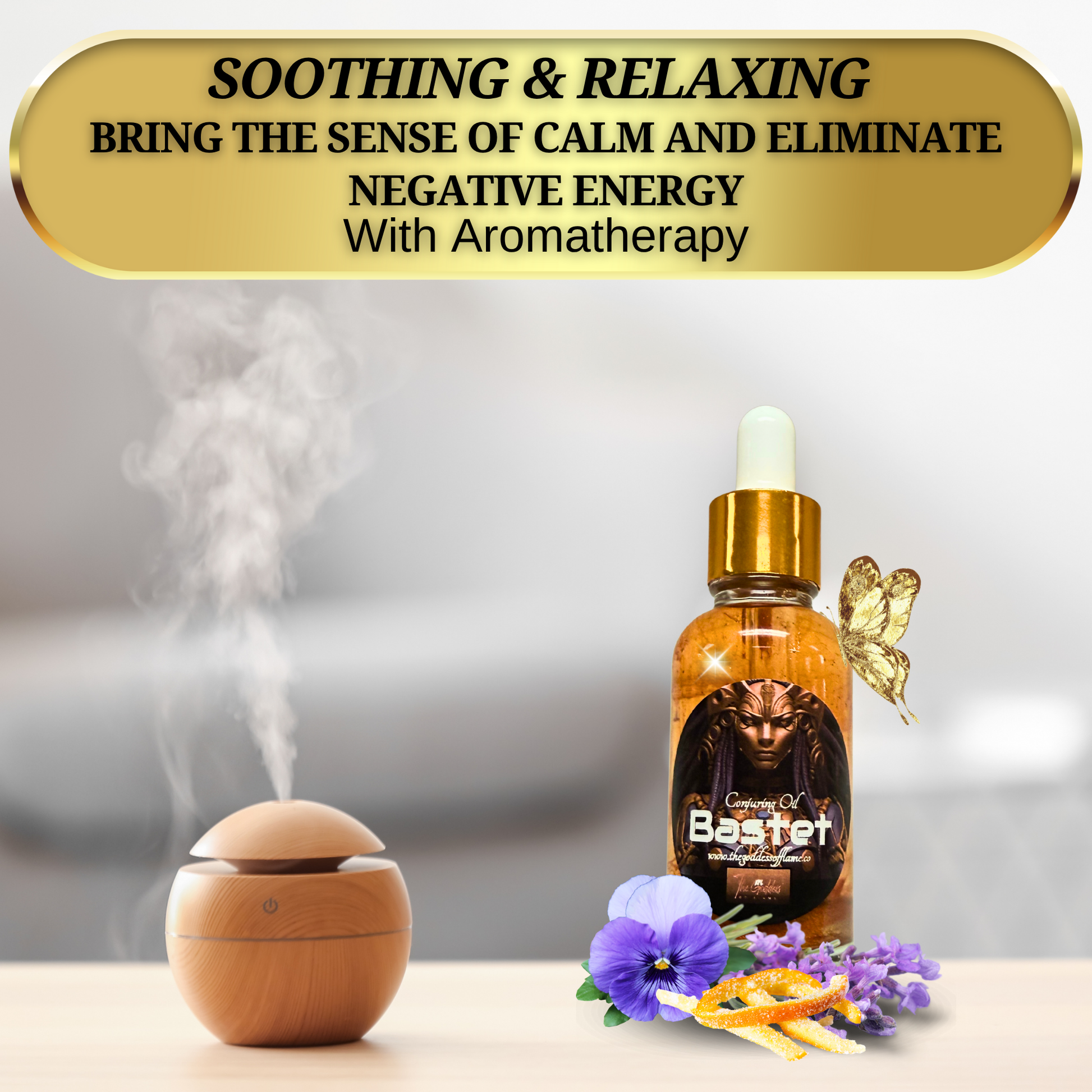 Applying Bastet oil dropper for attraction ritual