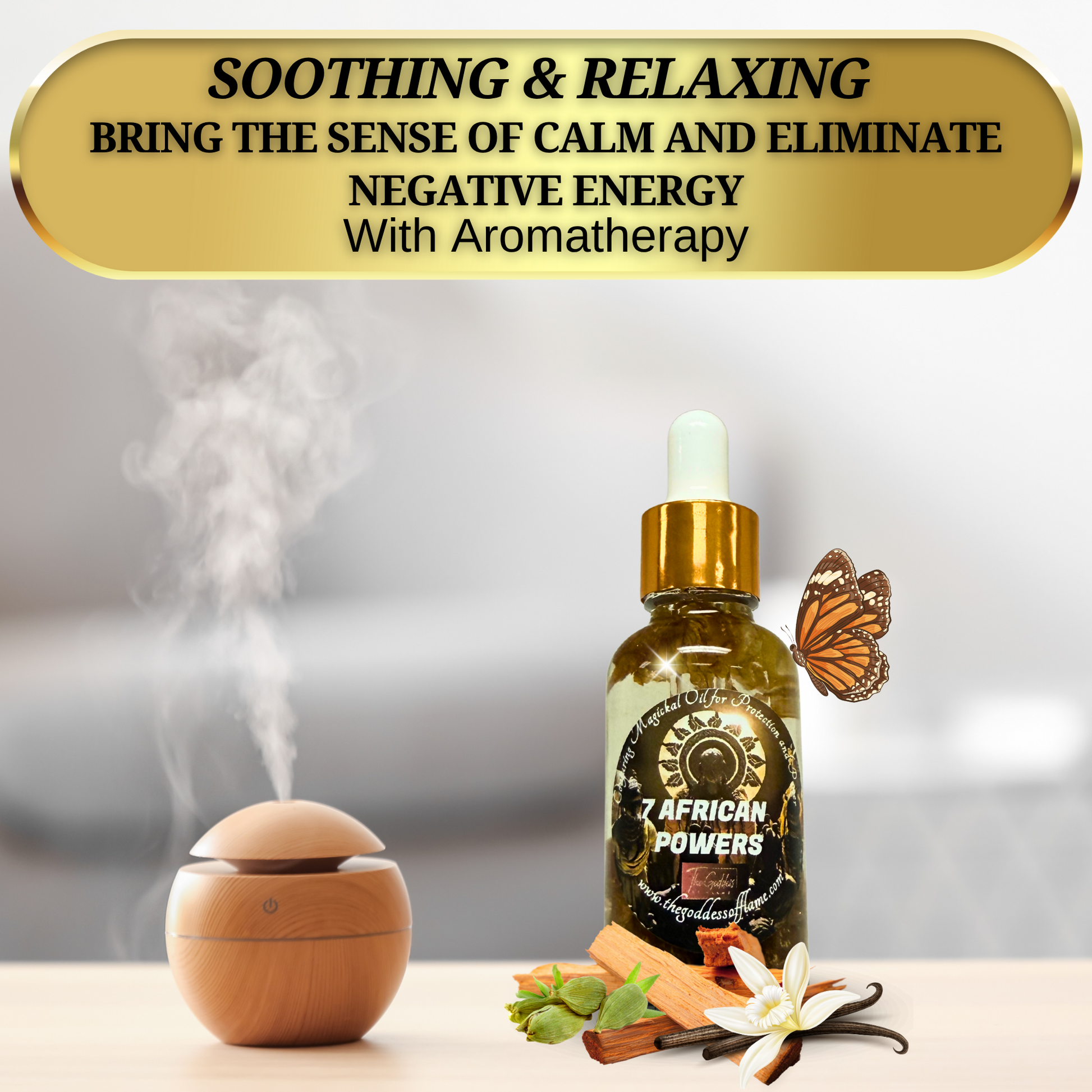 African spiritual altar oil with candle and crystals