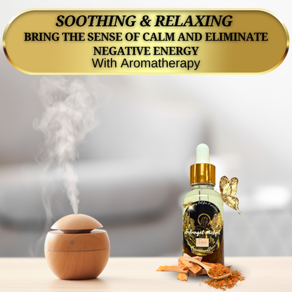 Applying Archangel Michael oil dropper for protection ritual