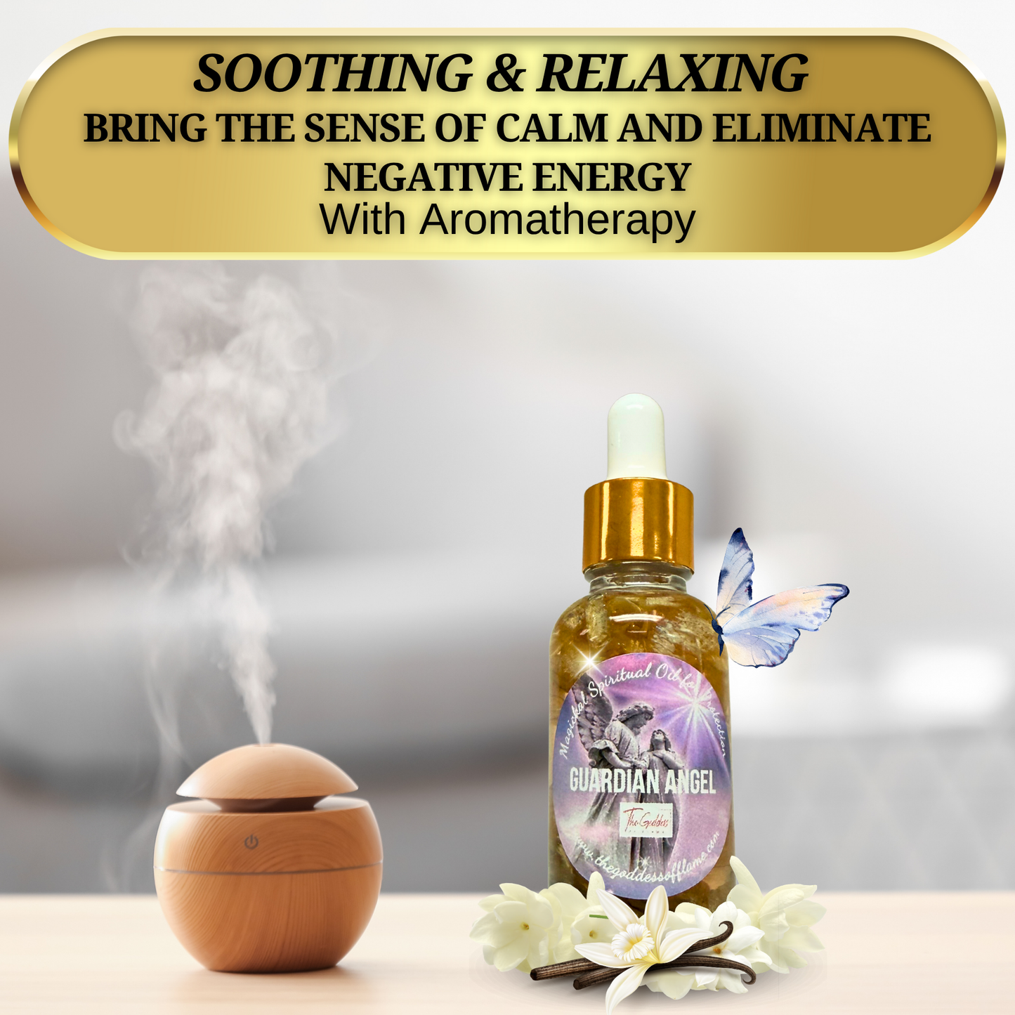 Applying guardian angel oil dropper for protection ritual