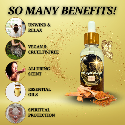 Angel protection altar oil with candle and prayer tools