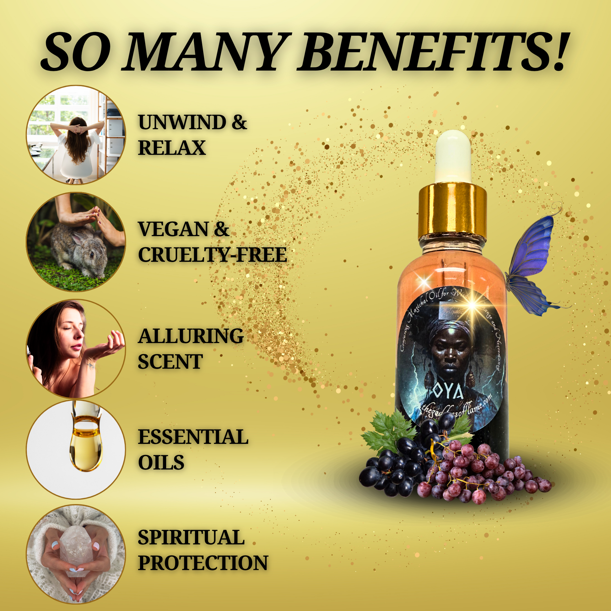 Oya altar oil with candle and spiritual tools