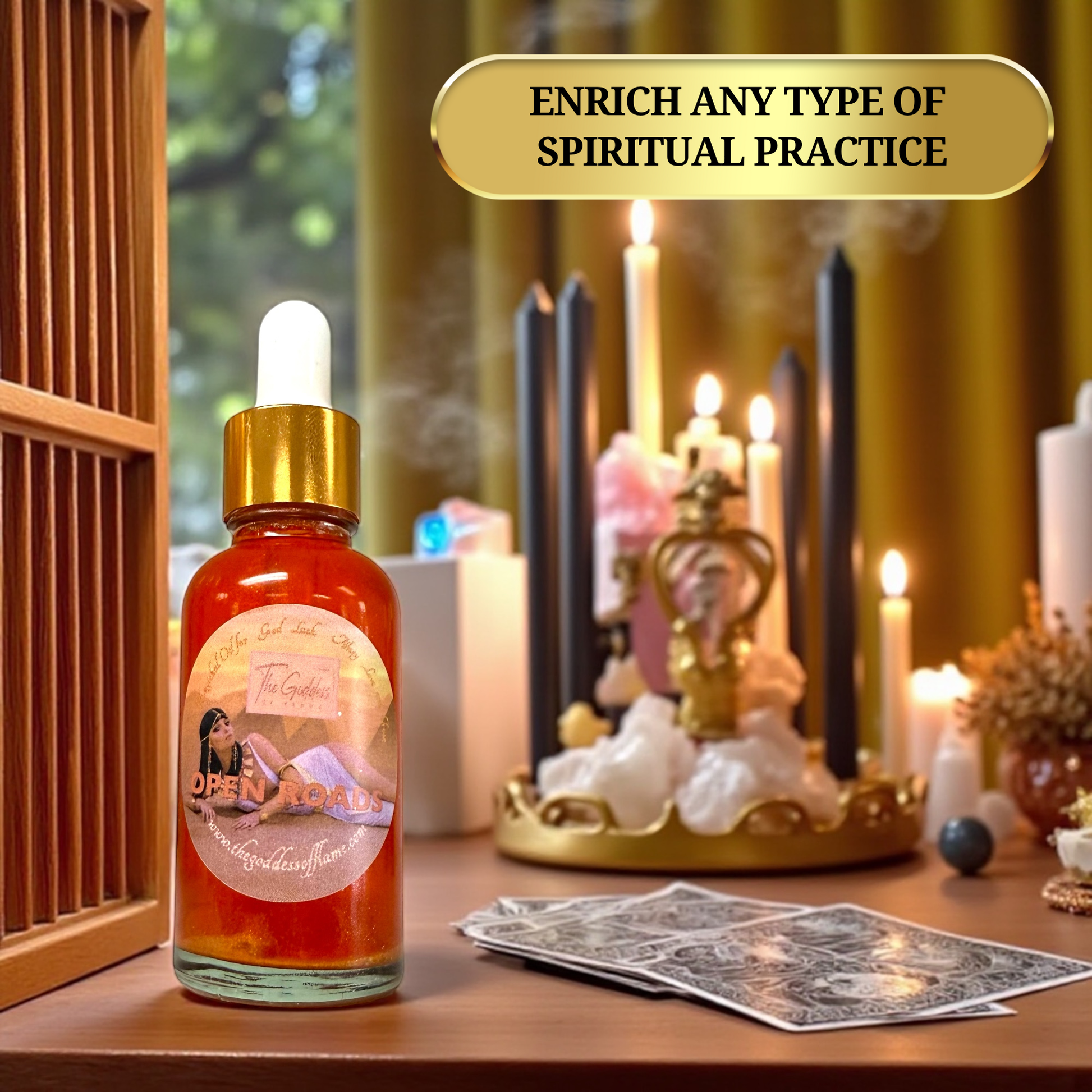 The Goddess of Flame Open Roads Oil for new opportunities and uncrossing