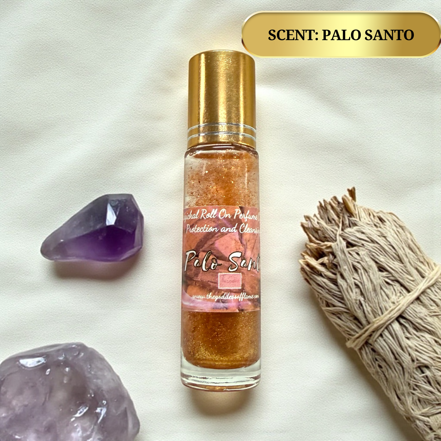 Palo Santo Roll-On Oil – Energy Cleansing & Grounding | Crystal-Infused, Aromatherapy, Vegan, Spiritual Oil for Calm & Protection