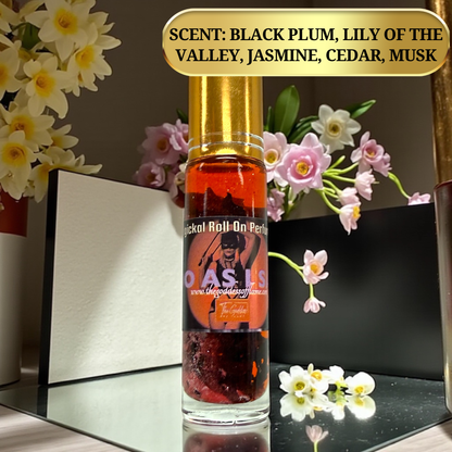 Glass roll on ritual oil bottle with coconut oil base for personal power spells