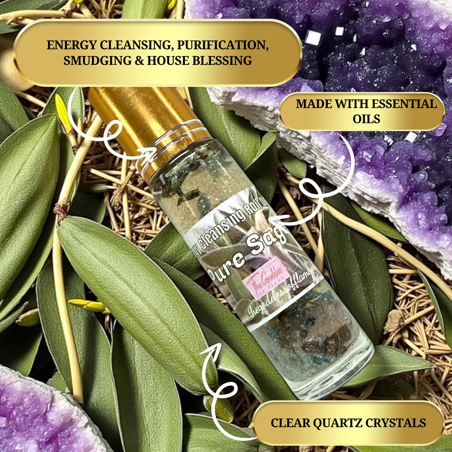 Applying pure sage roll on oil for aura cleansing