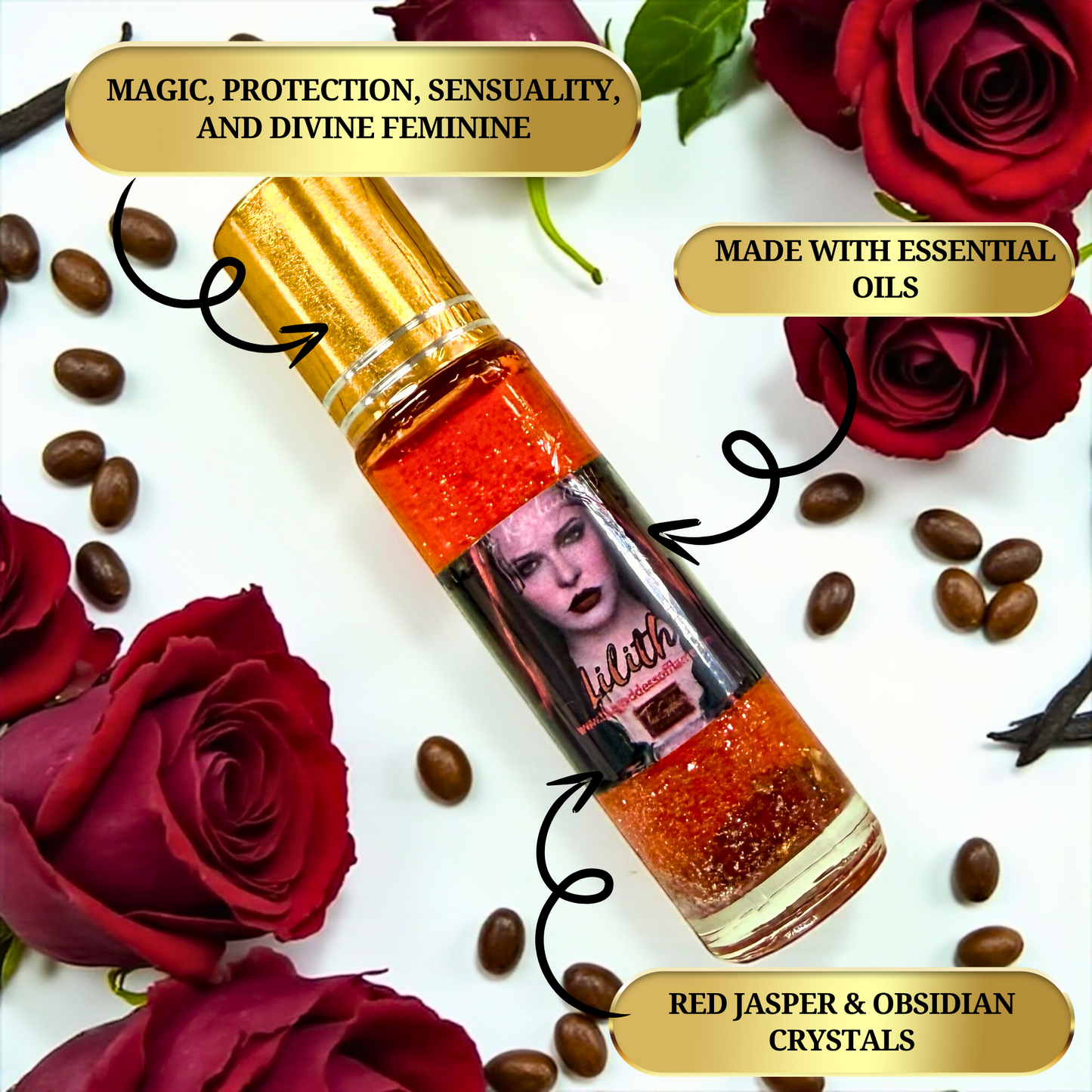 The Goddess of Flame Lilith Roll-On Oil for Hoodoo, Wiccan, Pagan, Conjure