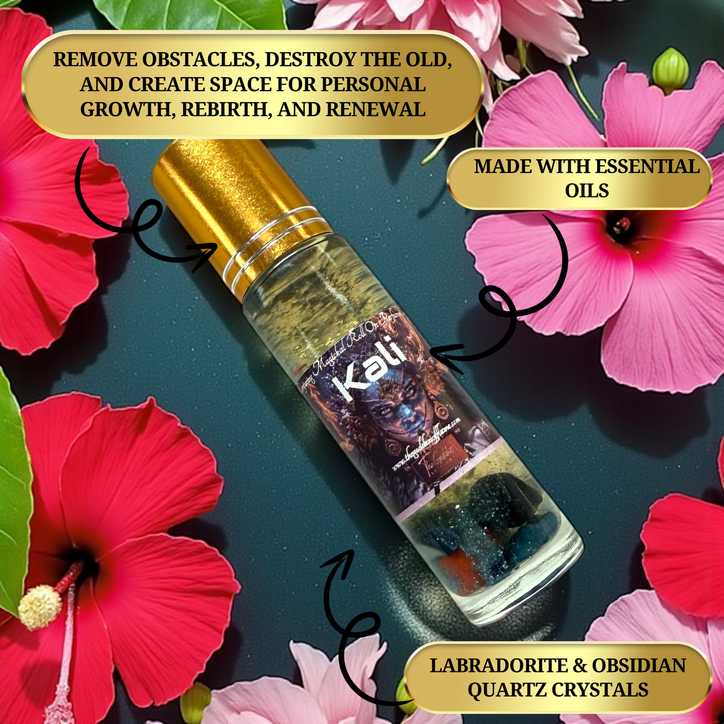 Close up of Kali Ma ritual oil with coconut oil base