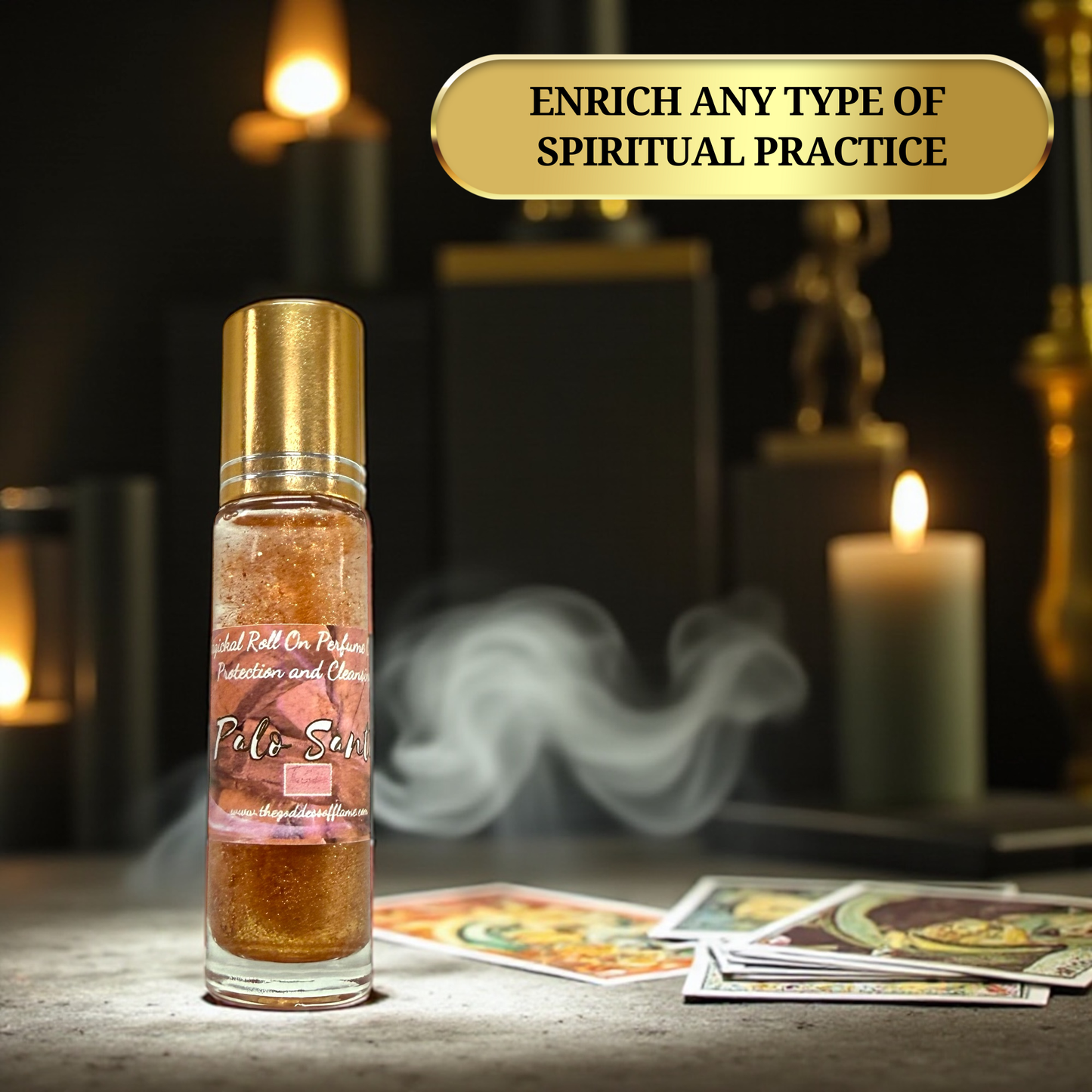 Palo Santo Roll-On Oil – Energy Cleansing & Grounding | Crystal-Infused, Aromatherapy, Vegan, Spiritual Oil for Calm & Protection