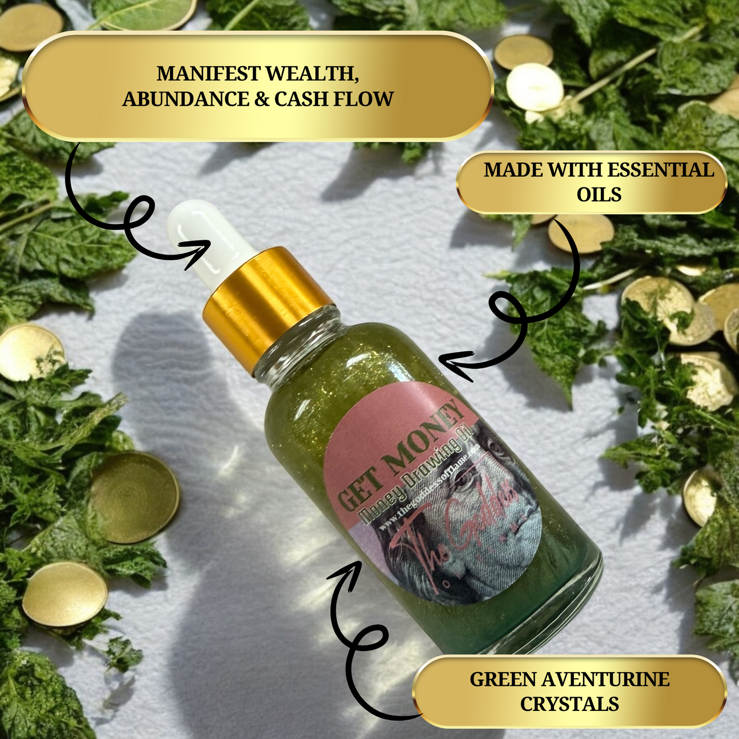 Get Money Drawing Anointing Oil Dropper - Cash Flow, Abundance & Wealth Rituals