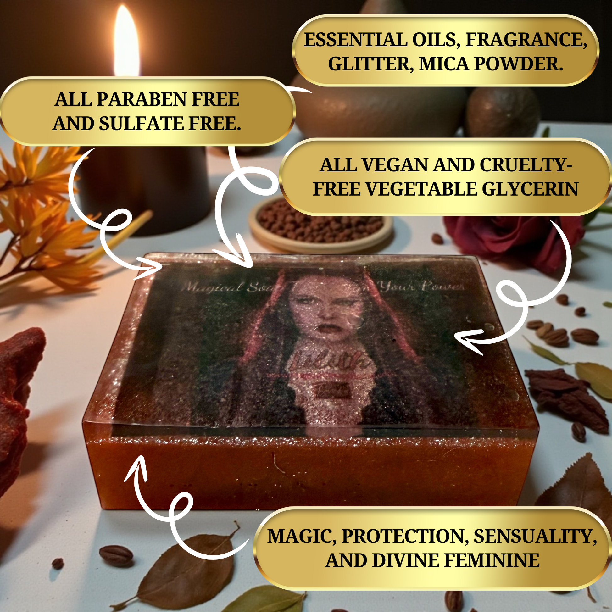 Handmade coconut-soy ritual soap for confidence and self-love