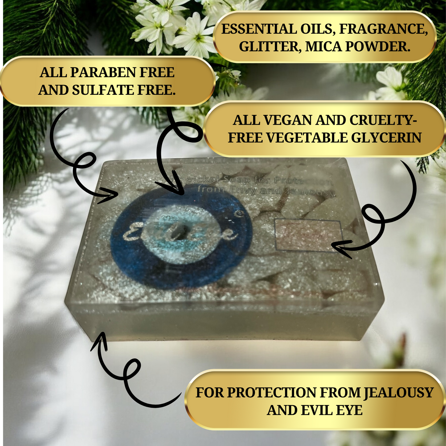 Handmade ritual soap for banishing negativity and energy clearing