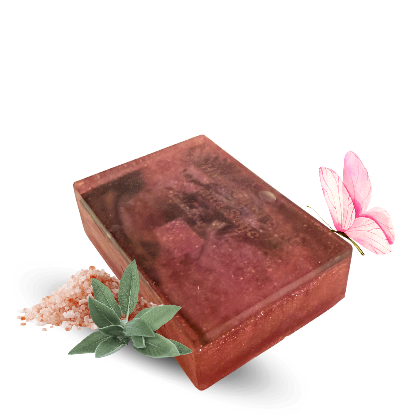 Exfoliating body soap made with Himalayan salt crystals and sage