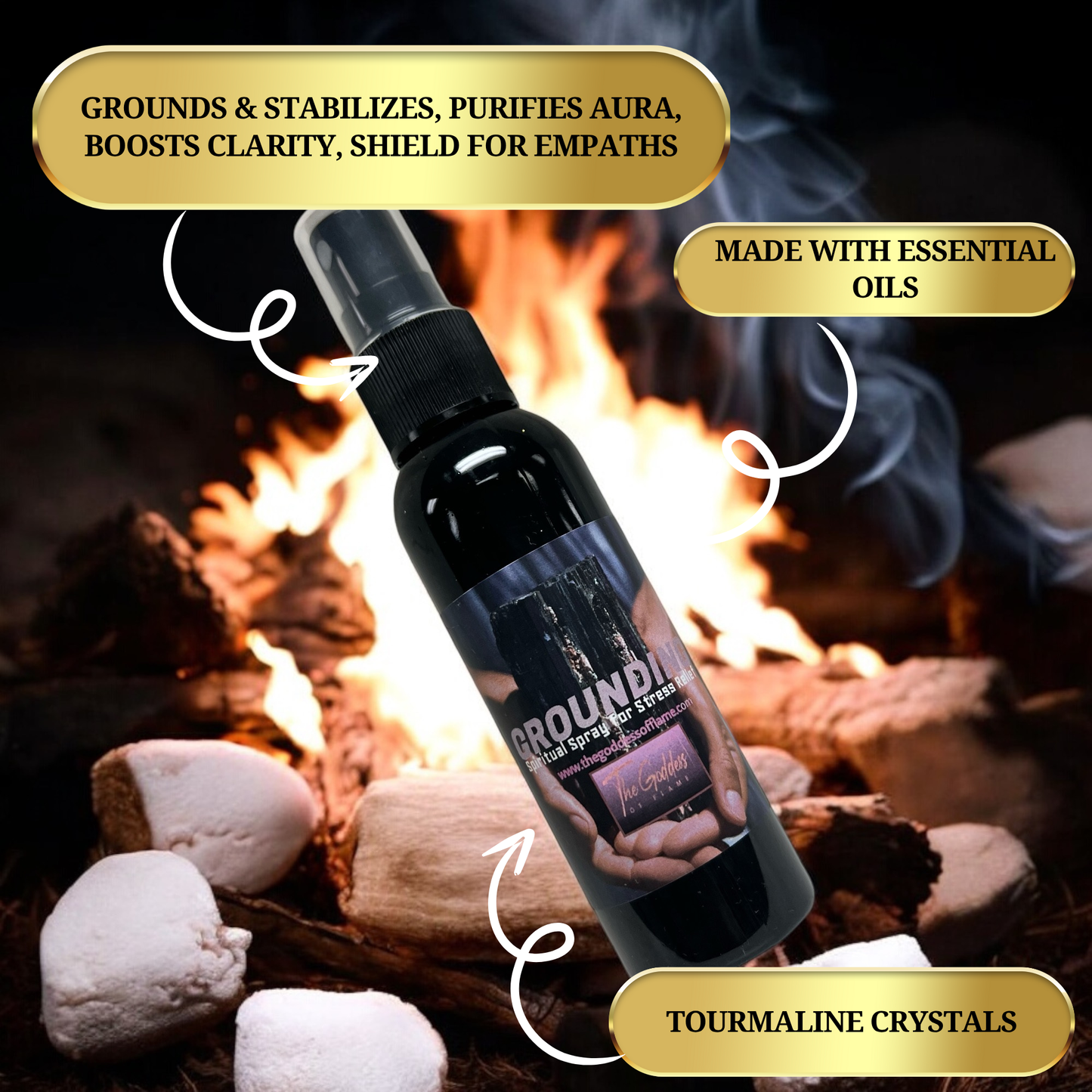 Vegan aromatherapy Grounding Spray with Smoky Quartz and Patchouli scent