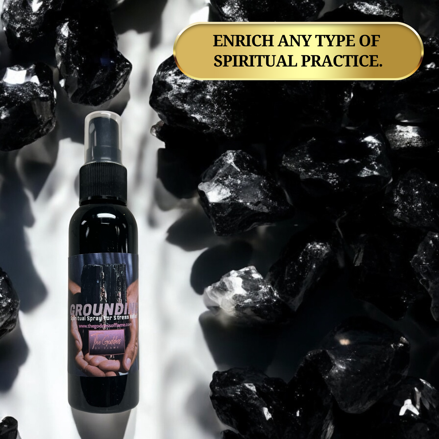 Person using Grounding Spray for meditation and aura cleansing