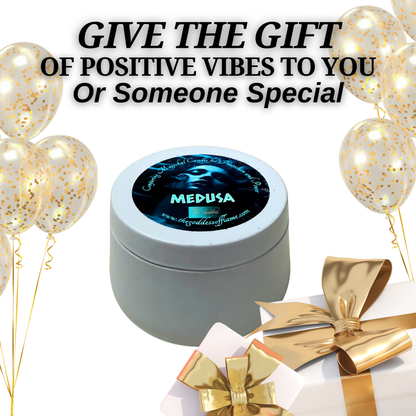 Serpent-themed Medusa Candle on altar setup