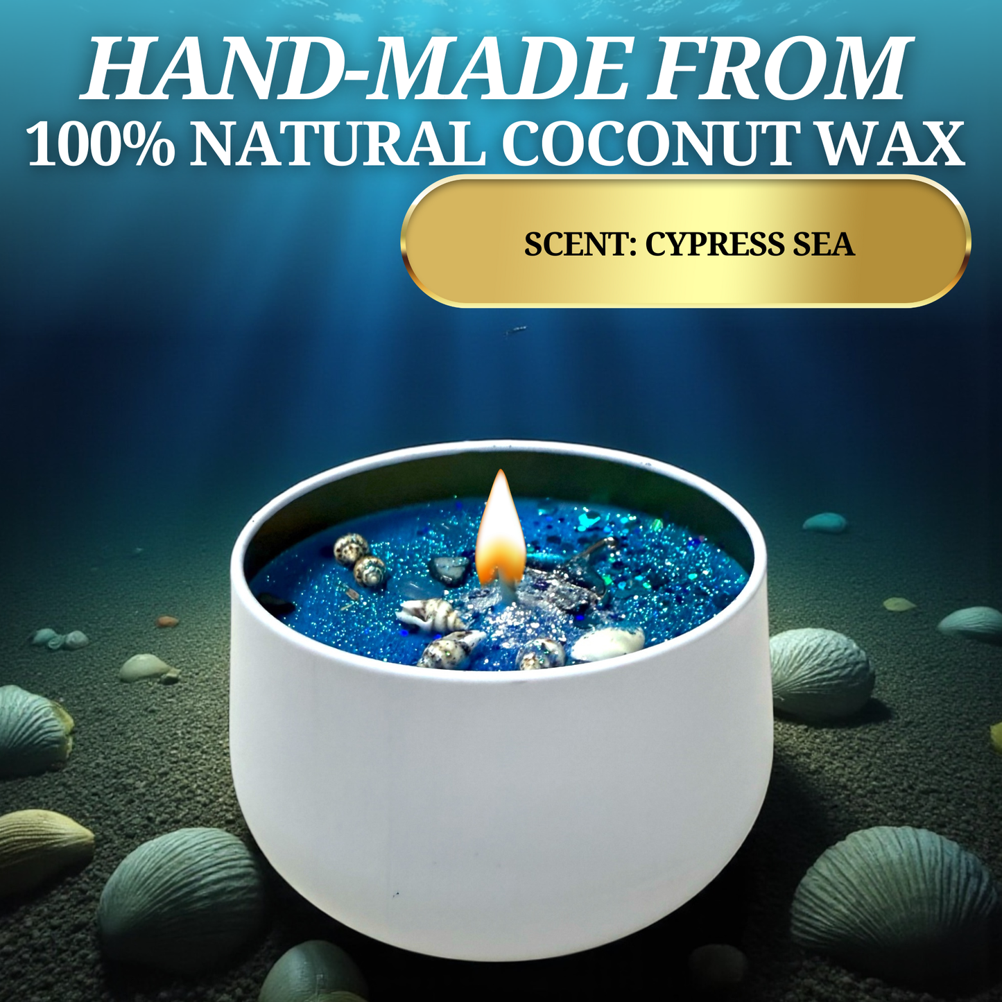 Yemaya Offering Candle – Ocean Goddess Ritual Candle for Healing, Love & Protection | Hand-Poured Soy Wax with Crystals & Herbs
