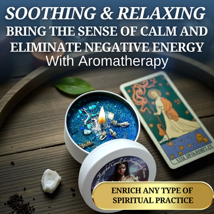 Yemaya Offering Candle – Ocean Goddess Ritual Candle for Healing, Love & Protection | Hand-Poured Soy Wax with Crystals & Herbs