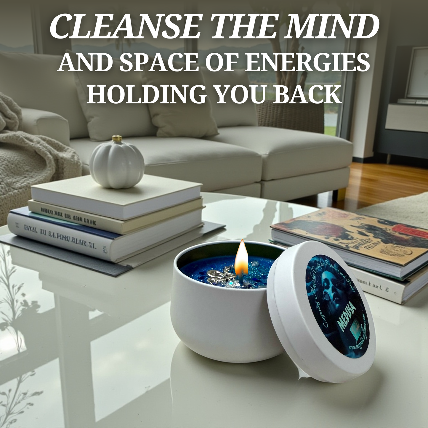 Medusa goddess candle for spiritual protection and divine feminine power