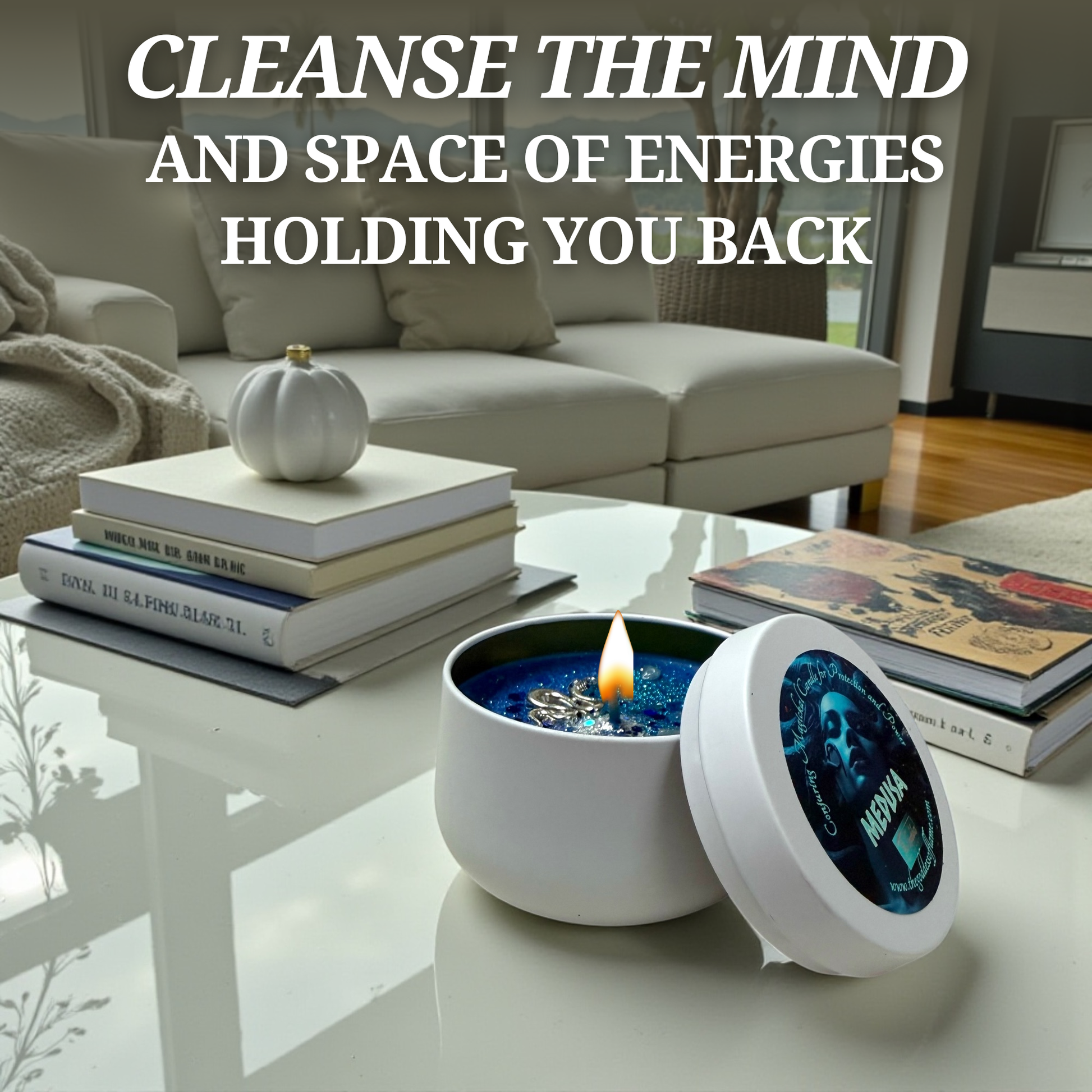 Medusa goddess candle for spiritual protection and divine feminine power