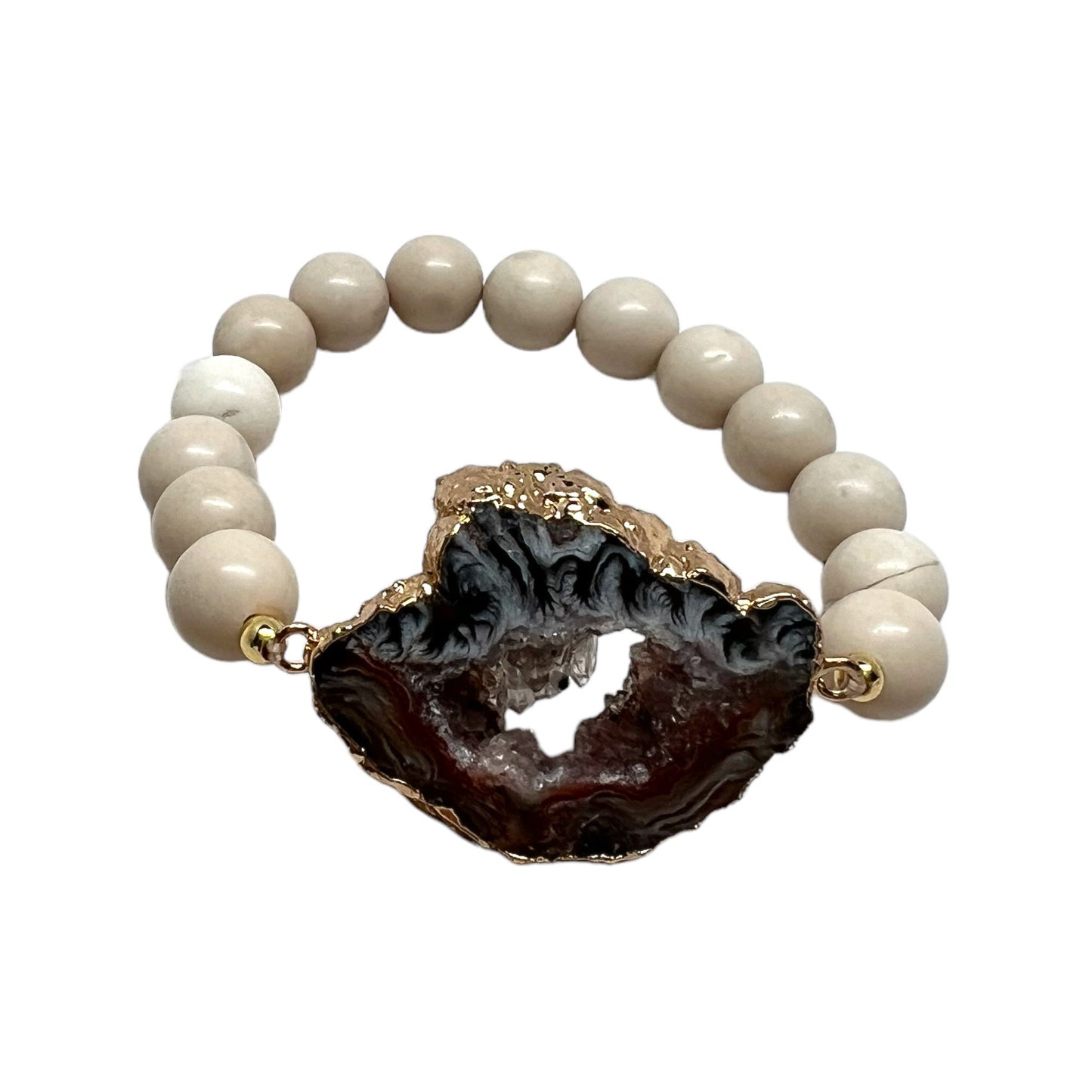 The Goddess Of Flame Riverstone Natural Agate Slice Crystal Bracelet