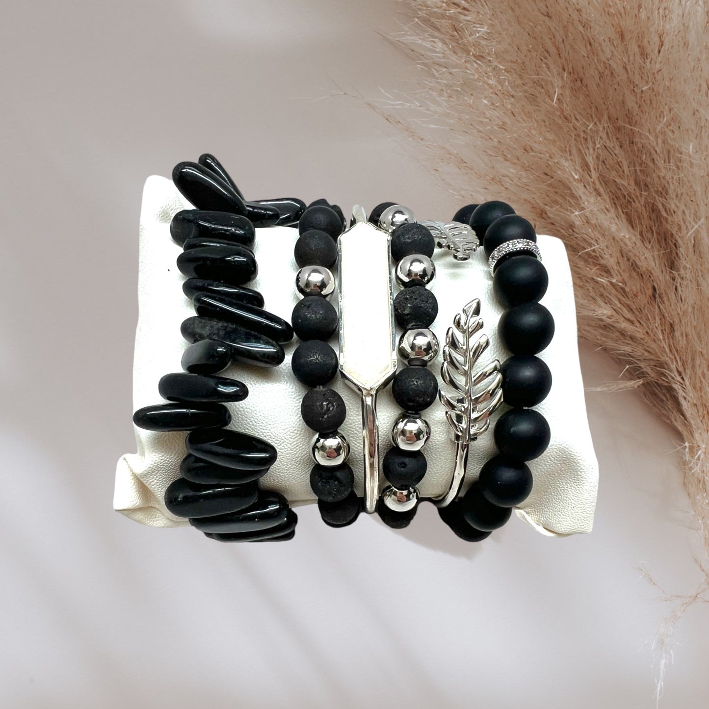 Crystal Bracelet Set Obsidian, Black Agate and Black Onyx BLK-18