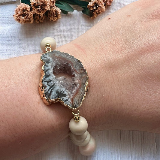 The Goddess Of Flame Riverstone Natural Agate Slice Crystal Bracelet