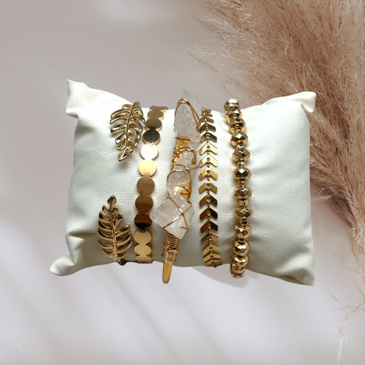 Crystal Bracelet Set Clear Quartz P-26