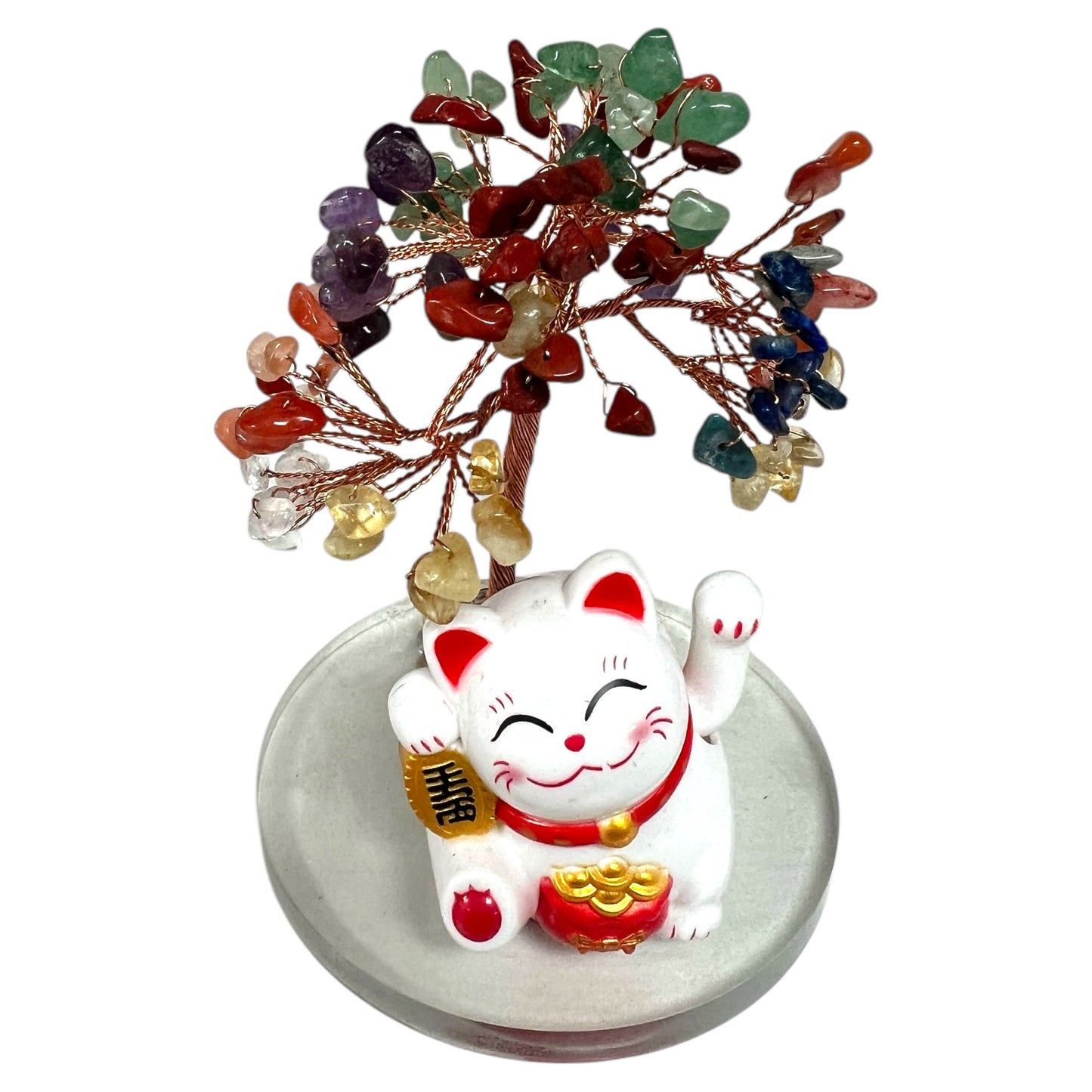 7 Chakras Crystal Tree Of Life With Lucky Cat