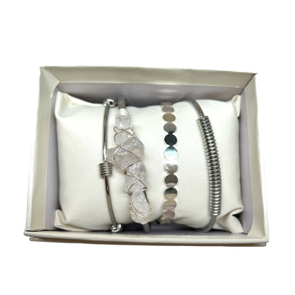 Crystal Bracelet Set Clear Quartz W-08