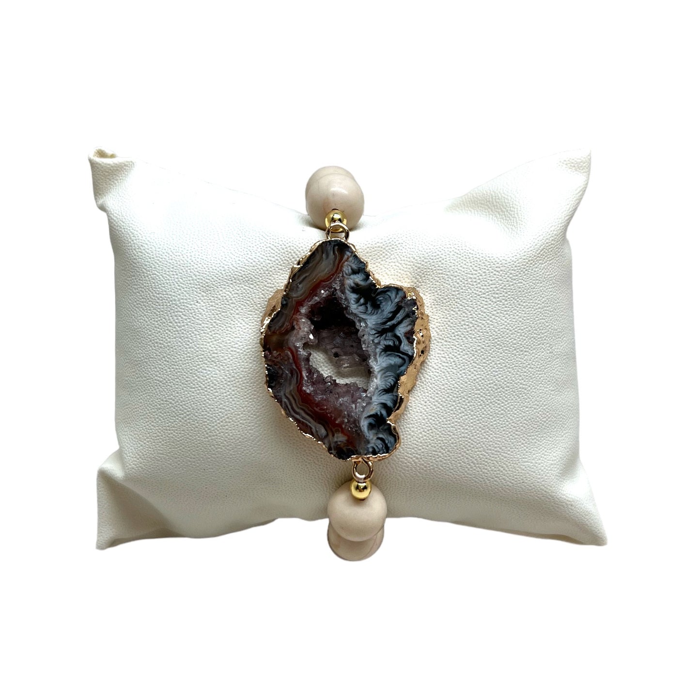 The Goddess Of Flame Riverstone Natural Agate Slice Crystal Bracelet