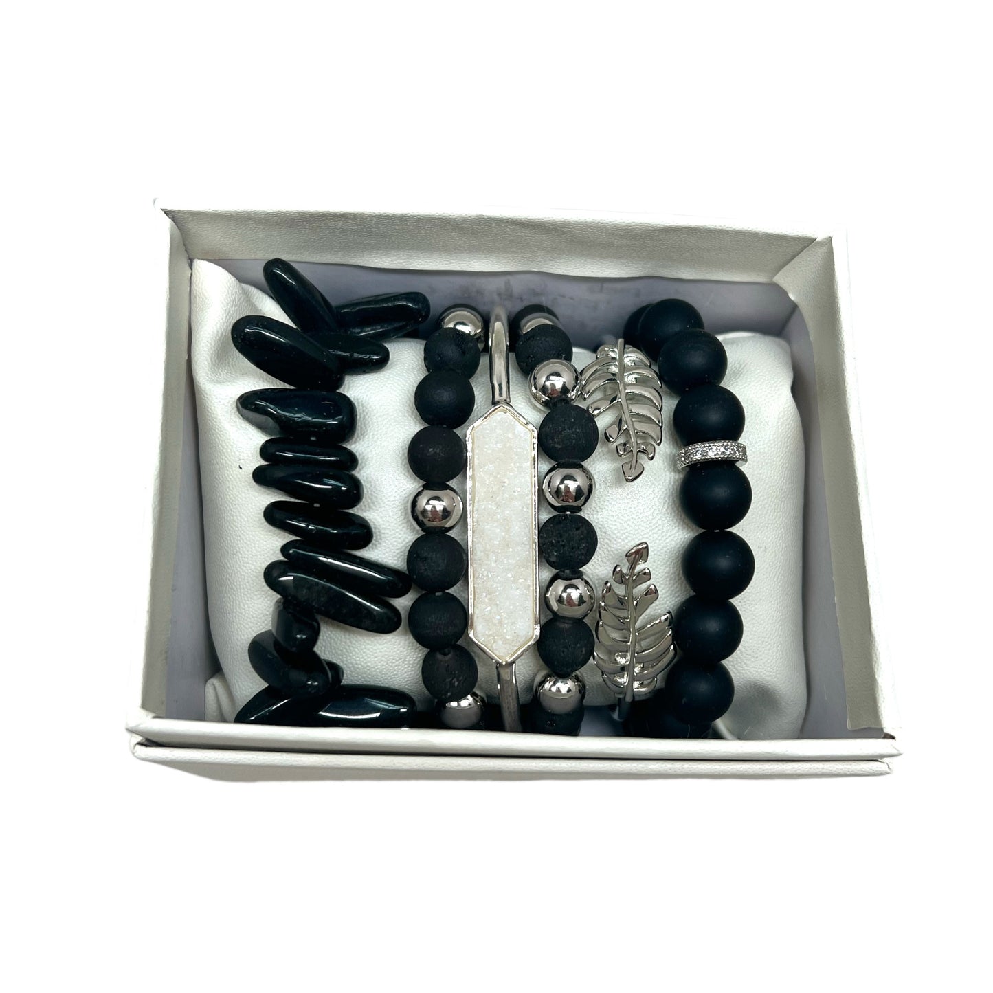 Crystal Bracelet Set Obsidian, Black Agate and Black Onyx BLK-18