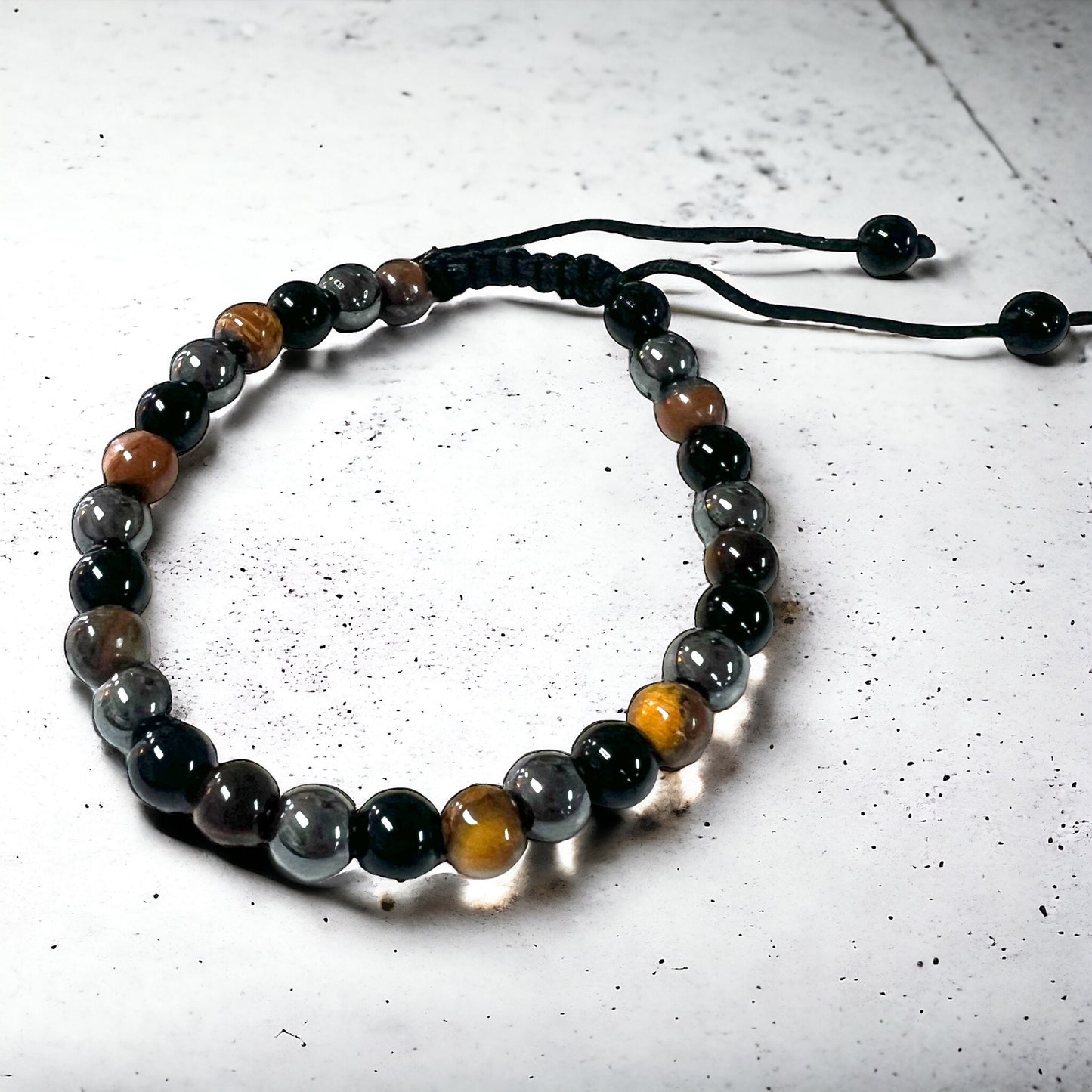 Triple Protection Hematite, Tiger Eye, Black Tourmaline Crystal Bracelet