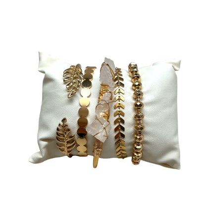Crystal Bracelet Set Clear Quartz P-26