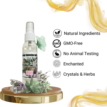 Pure Sage House Blessing Spray- Smudging, Energy Cleansing & Removing Negativity