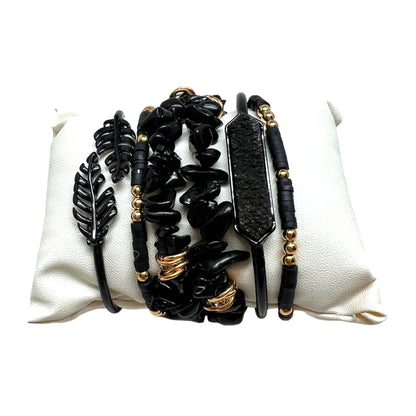 Crystal Bracelet Set Black Onyx, Druzy Quartz BLK-10