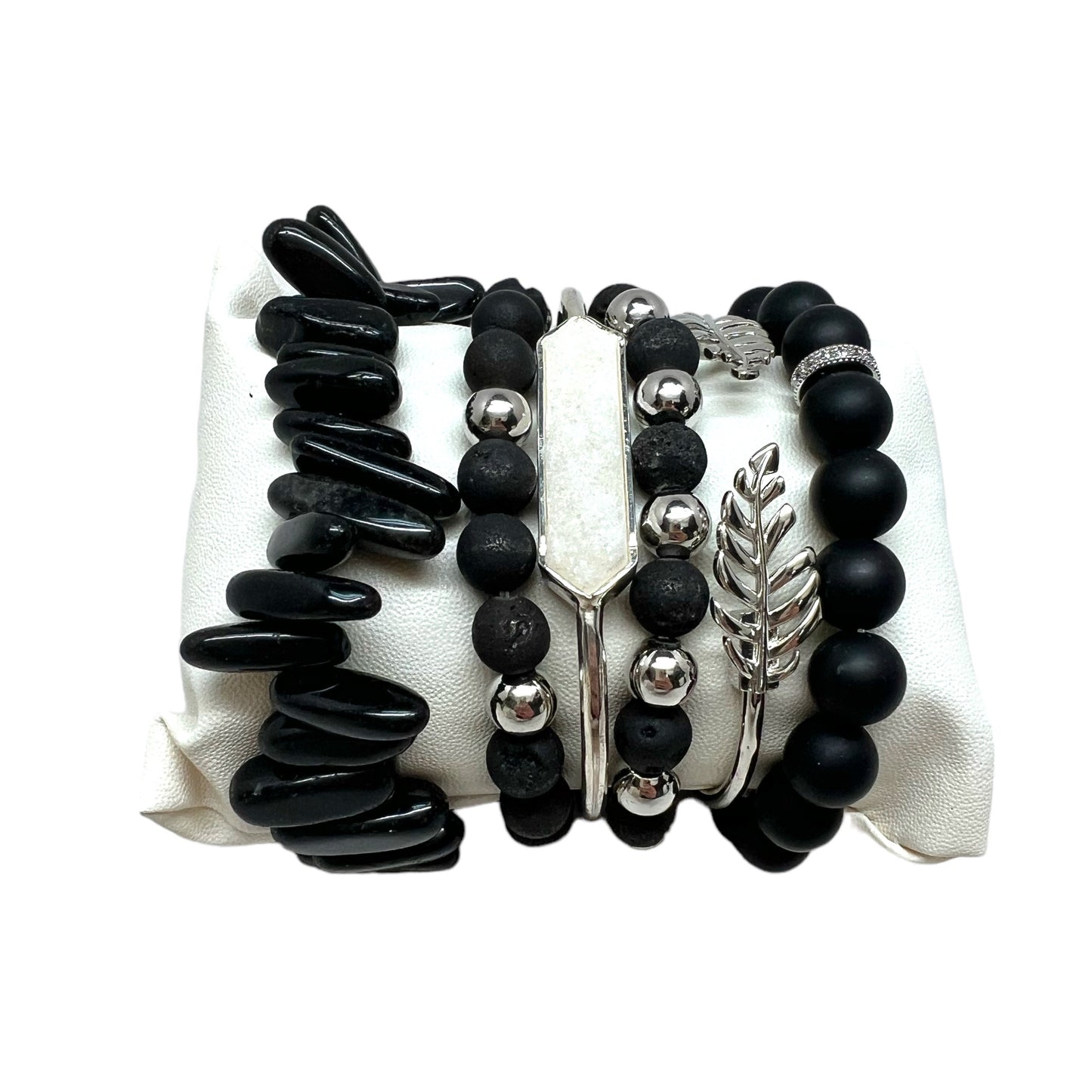Crystal Bracelet Set Obsidian, Black Agate and Black Onyx BLK-18