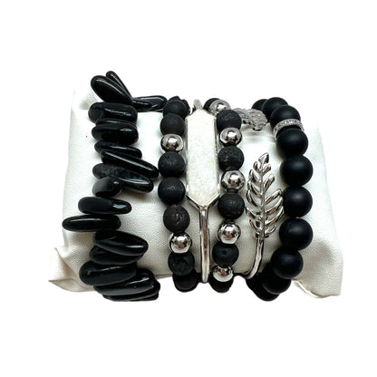 Crystal Bracelet Set Obsidian, Black Agate and Black Onyx BLK-18