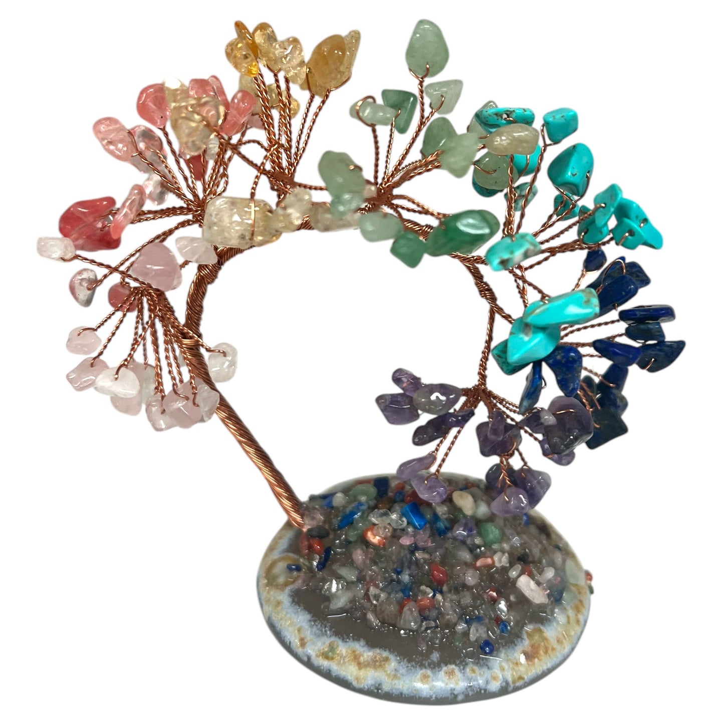 7 Chakras Crystal Tree Of Life Agate Slice Base