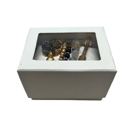 Crystal Bracelet Set Obsidian, Black Rutile Quartz and Druzy Quartz BLK-41