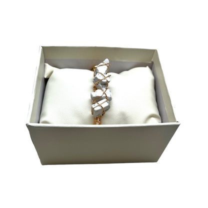 The Goddess Of Flame Natural Raw Howlite Crystal Bangle Bracelet