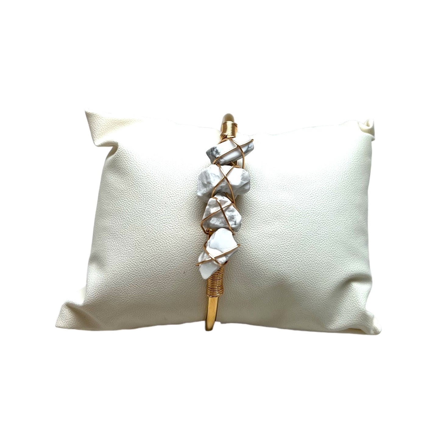 The Goddess Of Flame Natural Raw Howlite Crystal Bangle Bracelet