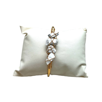 The Goddess Of Flame Natural Raw Howlite Crystal Bangle Bracelet