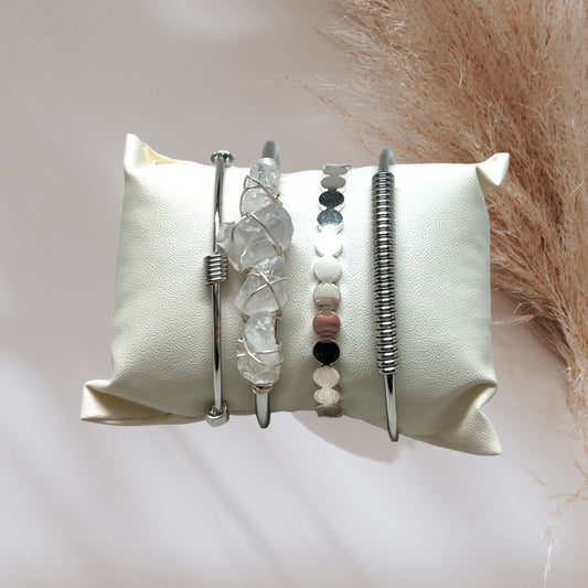 Crystal Bracelet Set Clear Quartz W-08