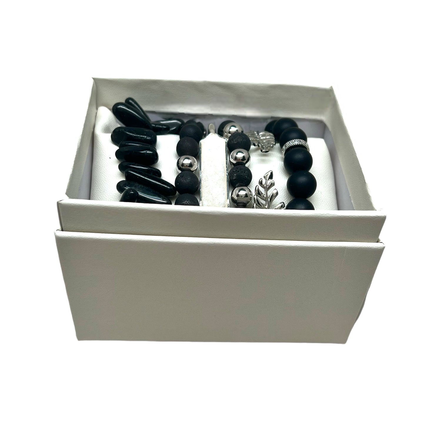 Crystal Bracelet Set Obsidian, Black Agate and Black Onyx BLK-18