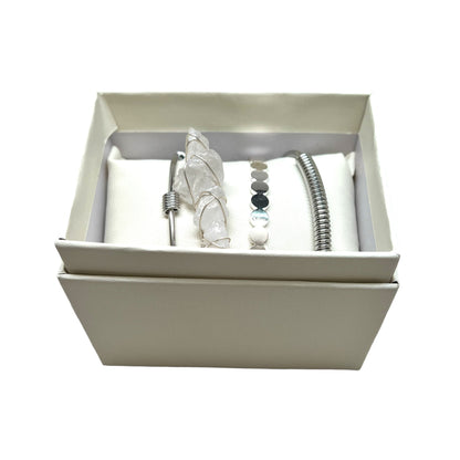 Crystal Bracelet Set Clear Quartz W-08