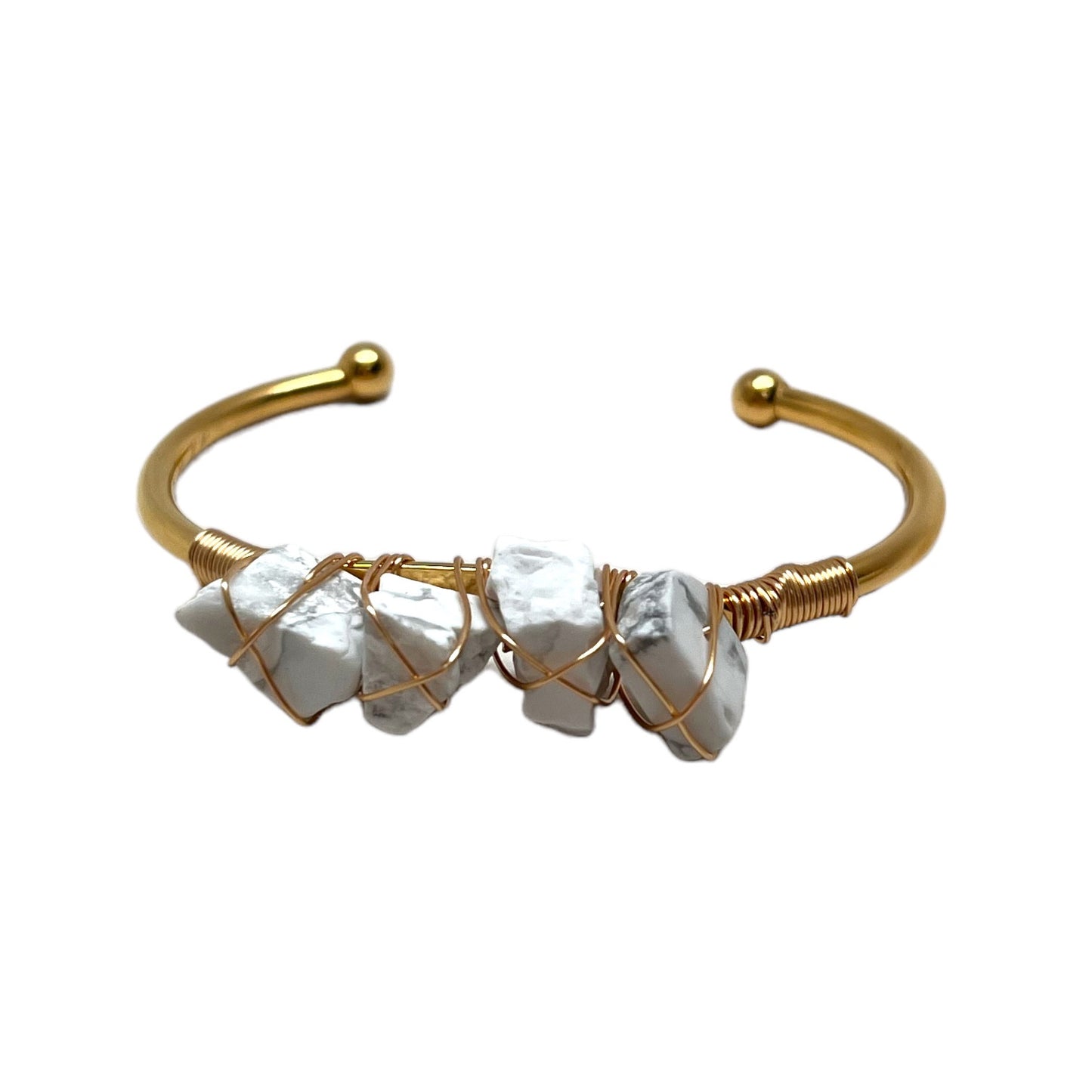 The Goddess Of Flame Natural Raw Howlite Crystal Bangle Bracelet